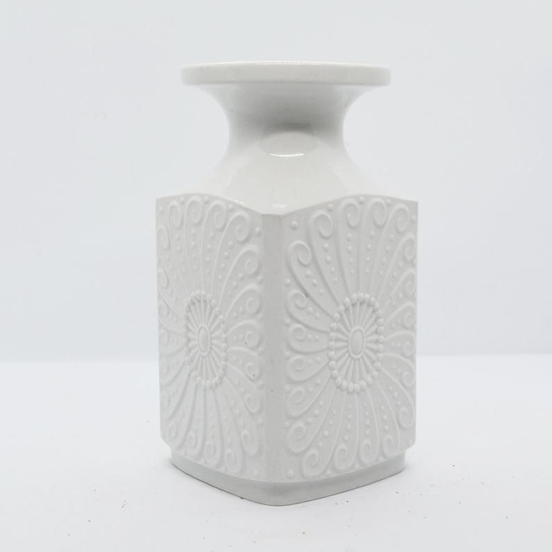 Kerafina Royal Porzellan Bavaria Kpm White Vase, Germany, 1970s photo vintage