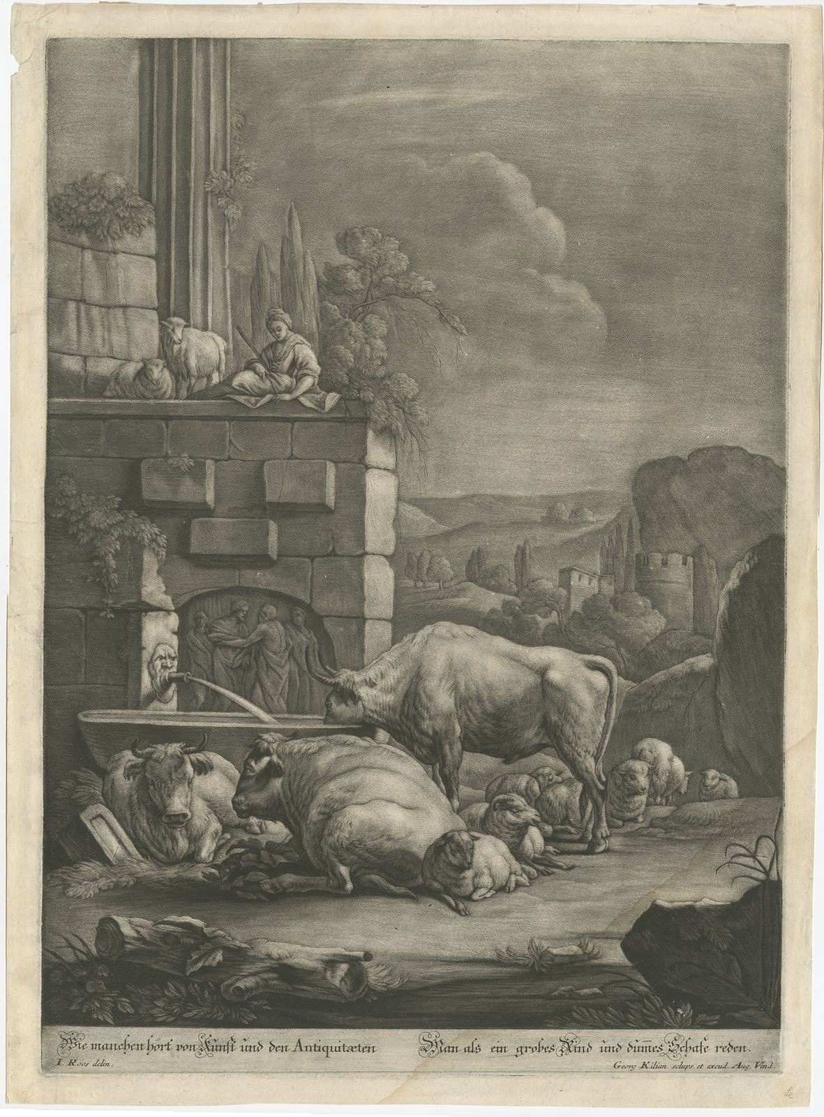 Antique Print Of A Pastoral Scene By Kilian (C.1770)