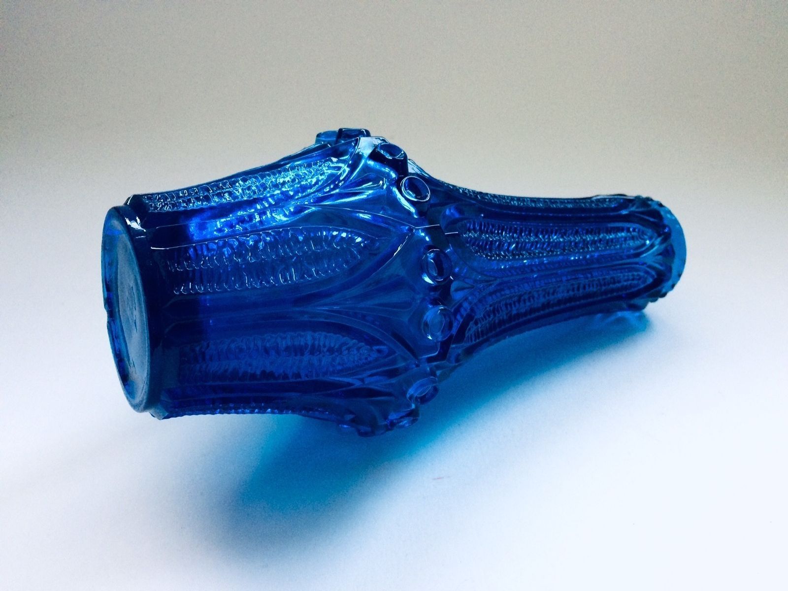 Scandinavian Design Blue Art Glass Vase, Finland 1960s photo vintage