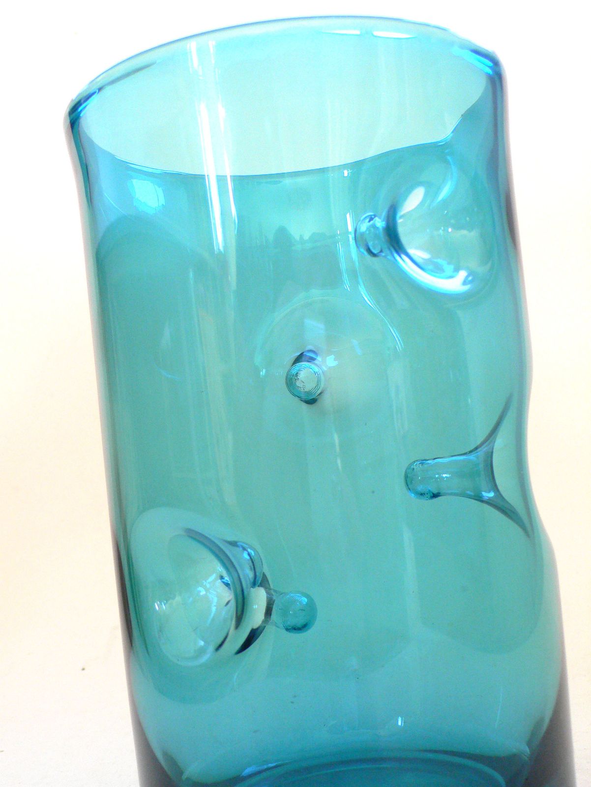 Vintage Kunstglas Blauwe Handgeblazen Geknepen Vaas, Ca. Jaren 1960, België photo 275.28