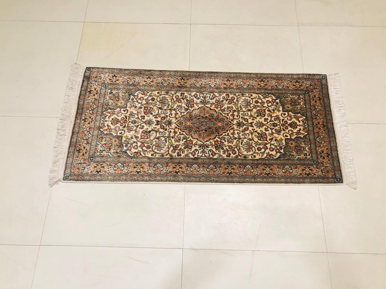 Textiles Indian Hand Knotted Silk Carpets, 1970s, Set Of 2 photo