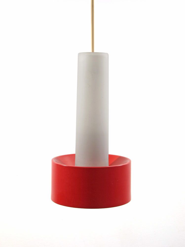 Philips Louis Kalff Mid Century Hanglamp In Rood En Wit
