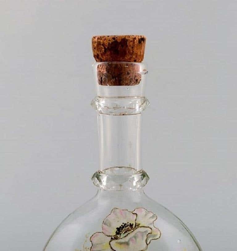 Legras, France. Carafe With Hand Painted Enamel Decoration In Art Glass photo for sale