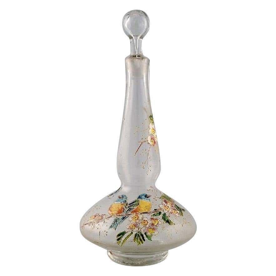 Legras, France, Carafe With Hand Painted Enamel Decoration In Art Glass