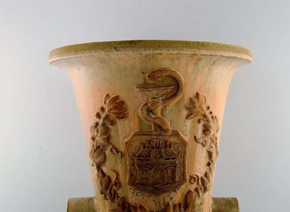 Colossal Arne Bang Unique Vase In Glazed Ceramics, With Rod Of Asclepius photo furniture
