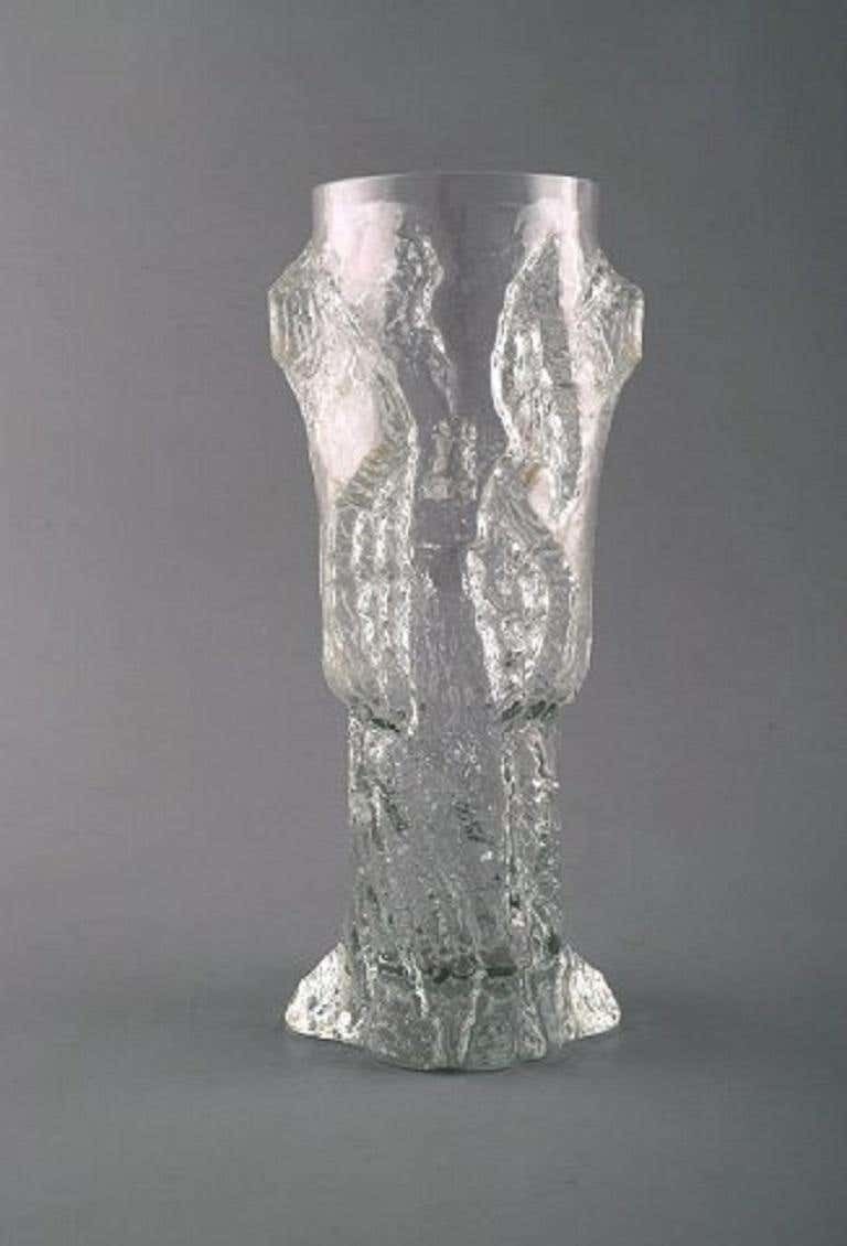 Eugen Montelin For Reijmyre Glass, "Birch Stub" Vase In Clear Art Glass photo for sale