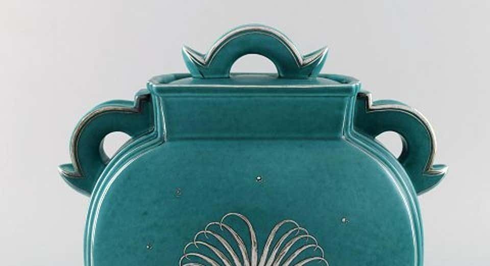 Wilhelm Kåge, Gustavsberg, Argenta Art Deco Ceramic Vase photo for sale