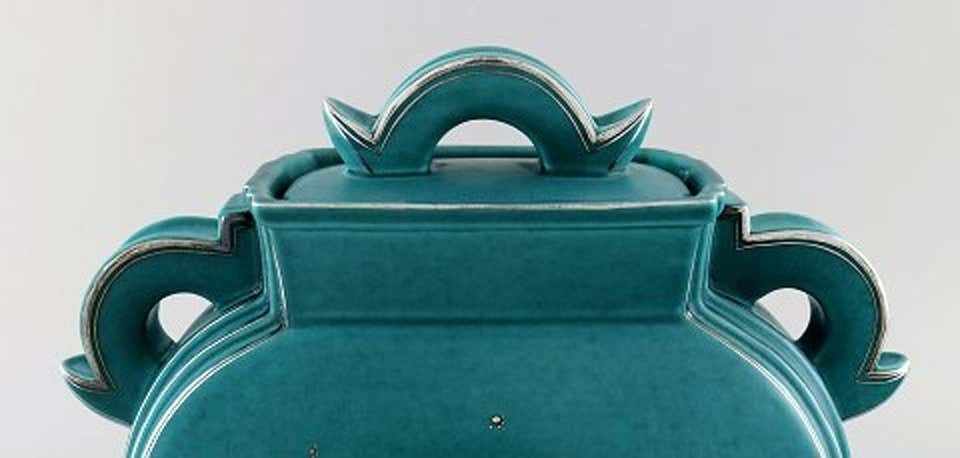 Wilhelm Kåge, Gustavsberg, Argenta Art Deco Ceramic Vase photo vinterior