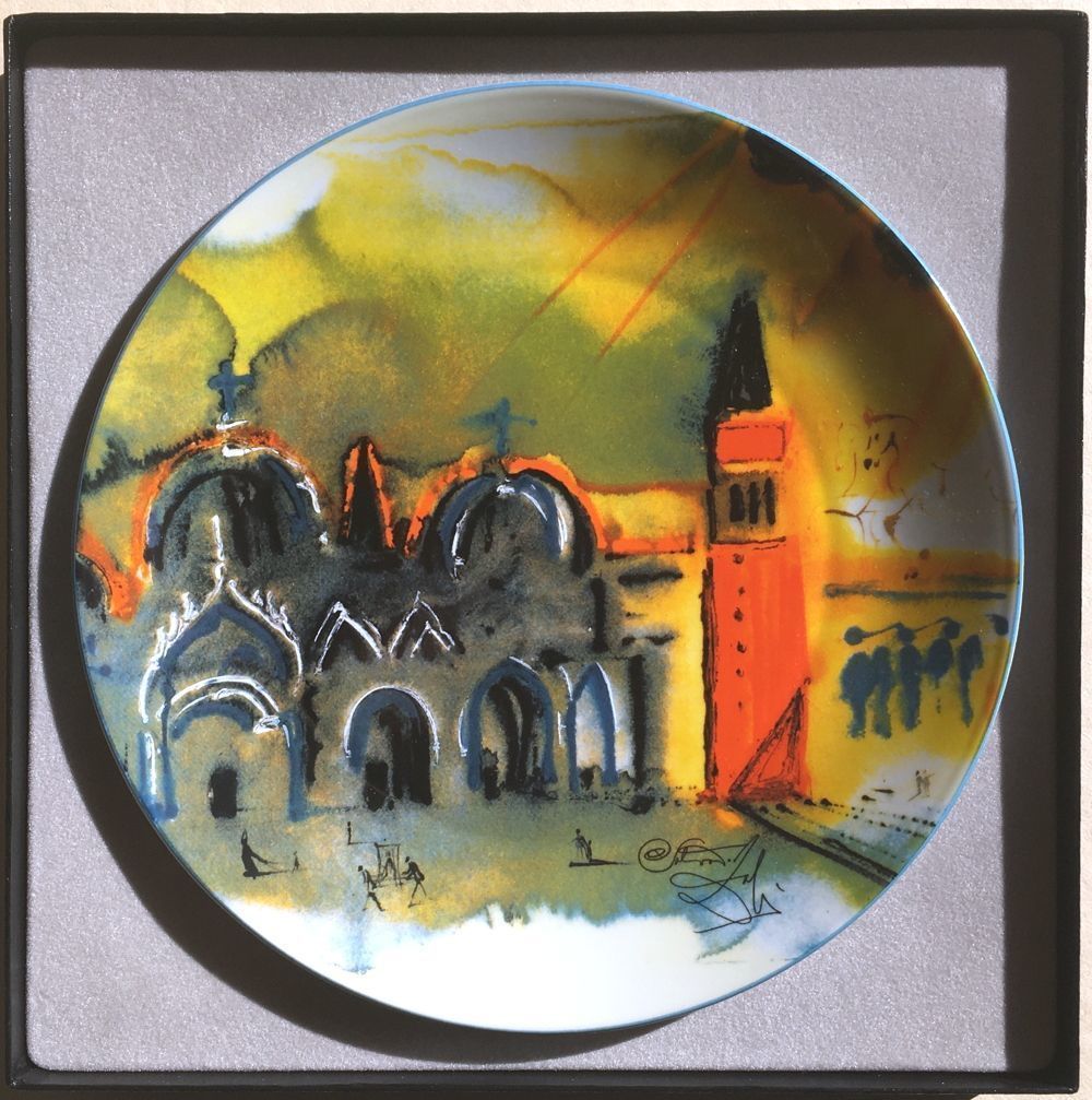 Dali Salvador After   Limoges Porcelain Plate   St Mark's Square Venice   Limited Edition