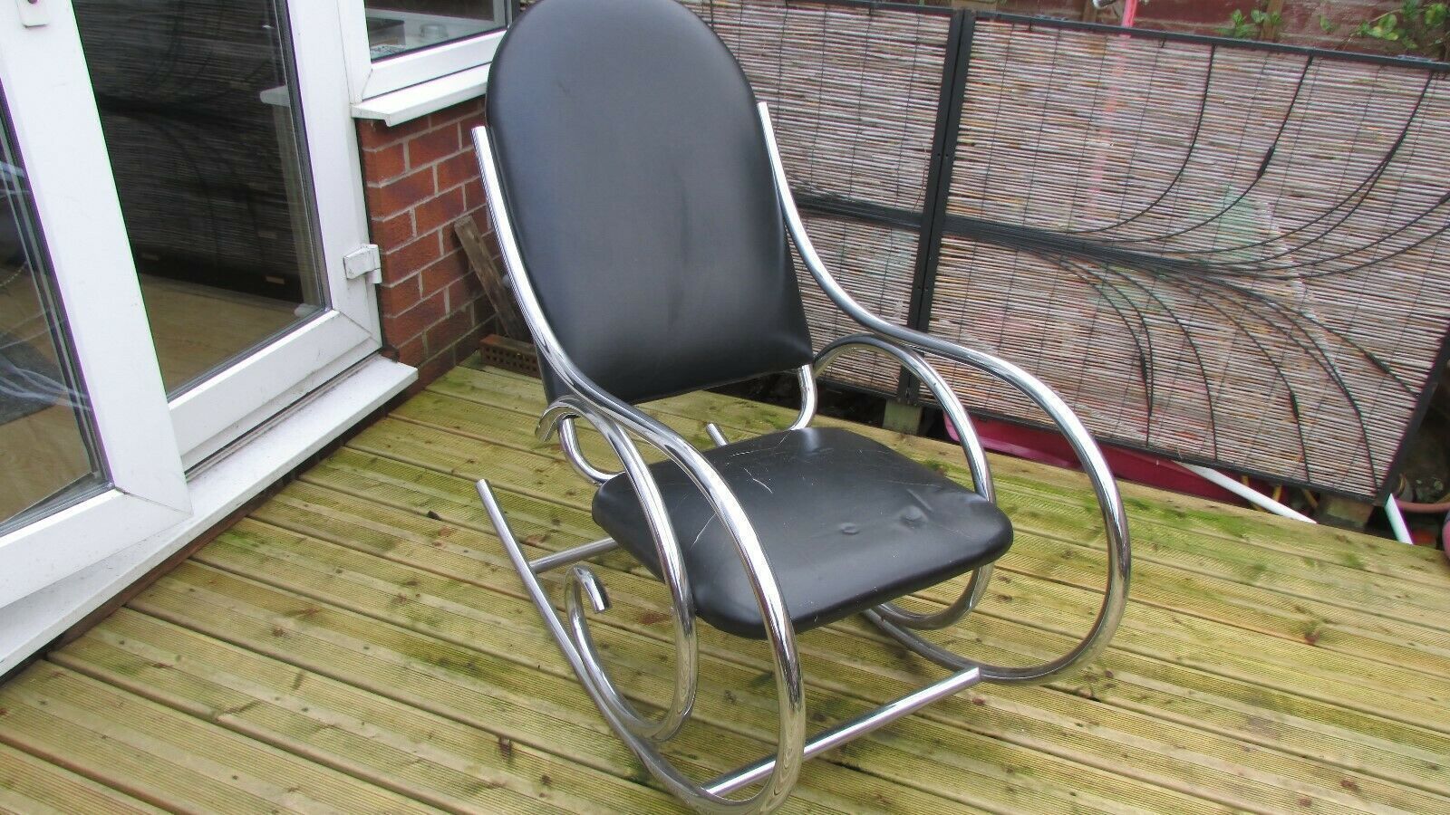 Vintage Early Mid Century Chrome Rocking Chair In Manner Of Thonet photo furniture