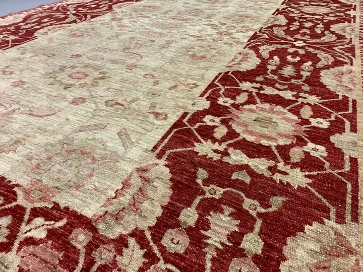 Fine Afghan Wool Ziegler Rug 313x220 Cm Handmade Chobi Rug Red, Beige photo vintage