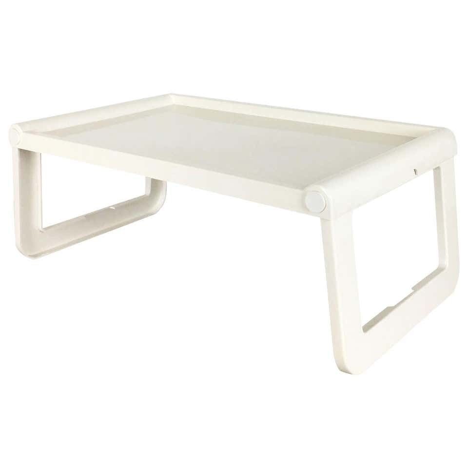 Luigi Massoni Minimalist Plastic White Bed Tray Element By Guzzini, Italy, 1980s
