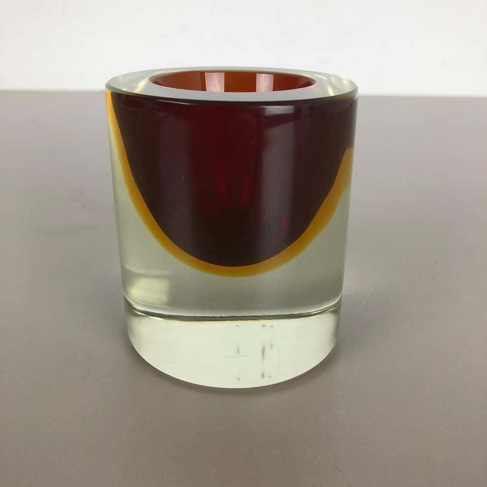 Multi Color Murano Vetri Glass Sommerso Bowl Shell Ashtray Element, Italy, 1970s photo for sale