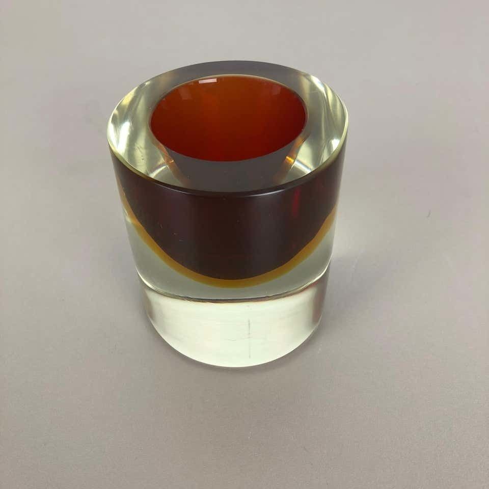 photo furniture Multi Color Murano Vetri Glass Sommerso Bowl Shell Ashtray Element, Italy, 1970s