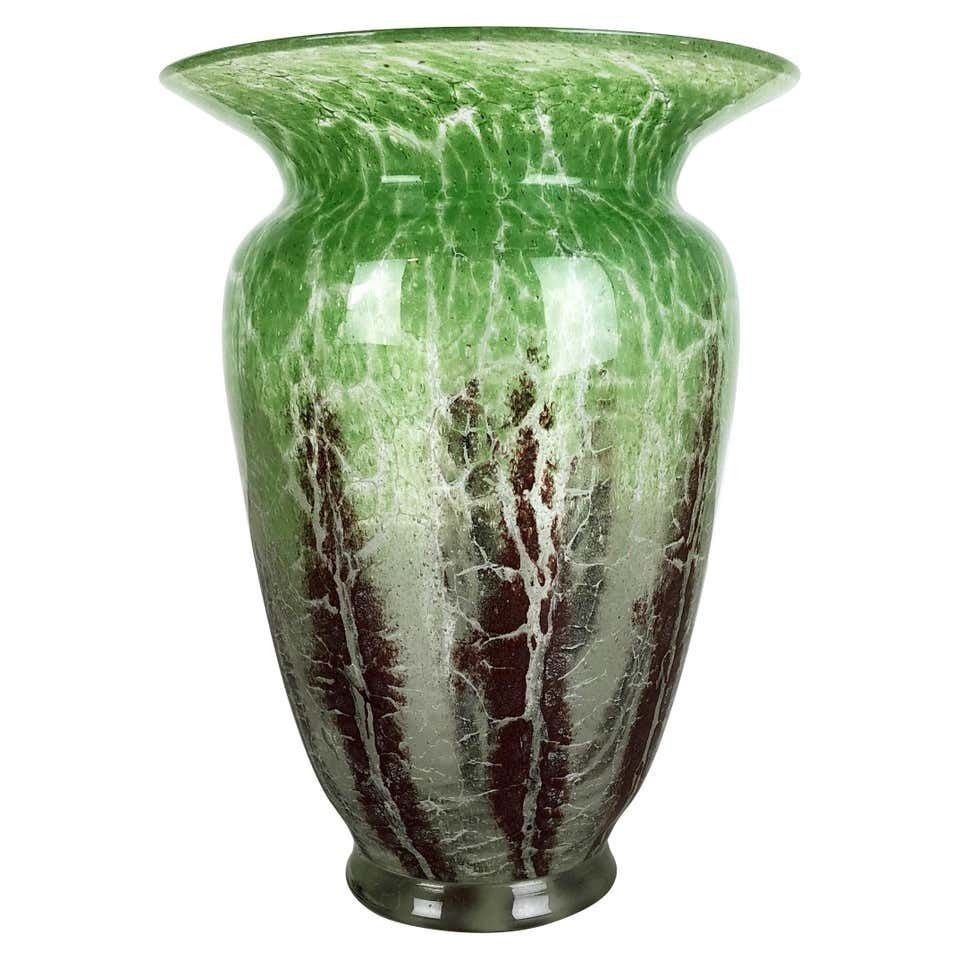 German Glass Vase By Karl Wiedmann For Wmf Ikora, 1930s Bauhaus Art Deco