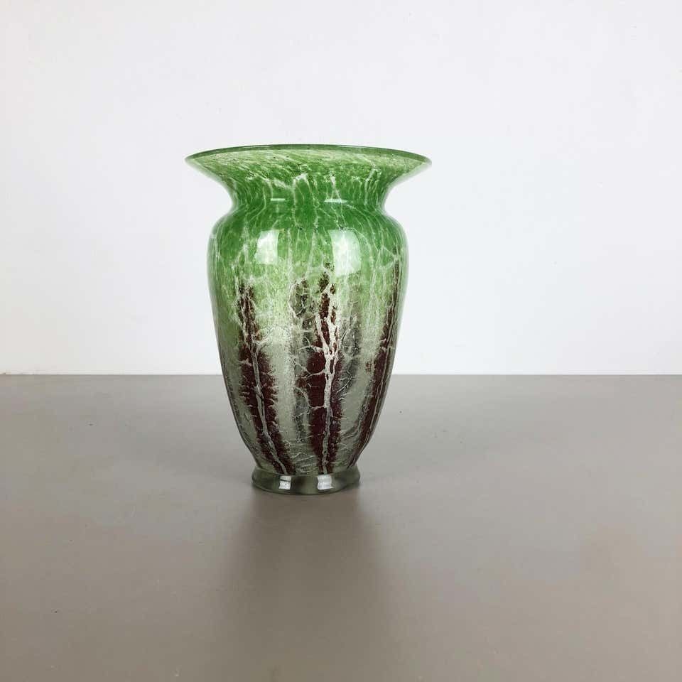 German Glass Vase By Karl Wiedmann For Wmf Ikora, 1930s Bauhaus Art Deco photo for sale