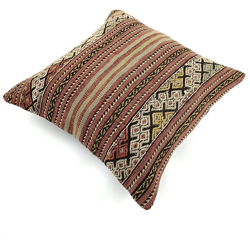 Vintage Turkish Kilim Cushion Cover, 55x55 Cm photo vinterior