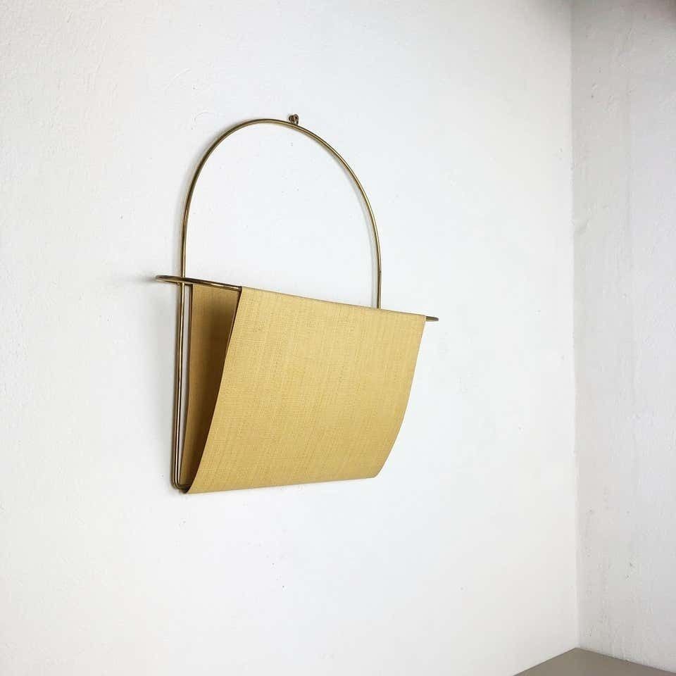 Vintage Brass Wall Hanging Magazine Holder photo Home Decor