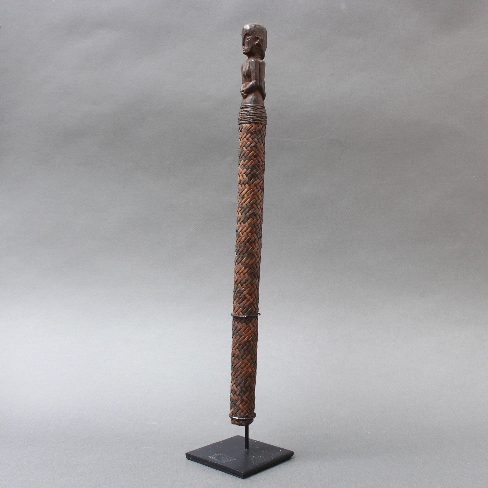 Carved Wooden Ancestor Sculpture With Rattan Body From Borneo (Circa 1960s) photo for sale