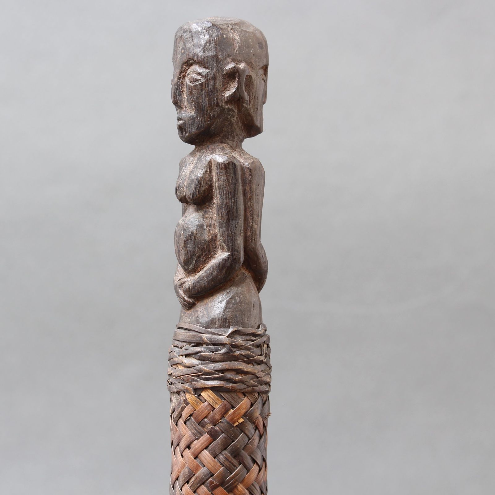photo furniture Carved Wooden Ancestor Sculpture With Rattan Body From Borneo (Circa 1960s)