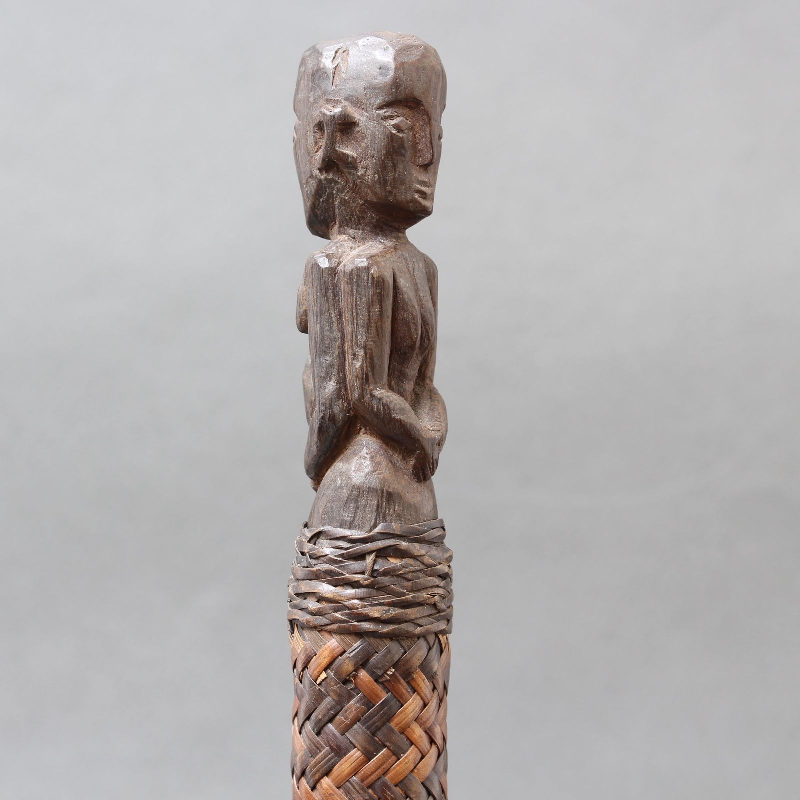 Home Decor Carved Wooden Ancestor Sculpture With Rattan Body From Borneo (Circa 1960s) photo