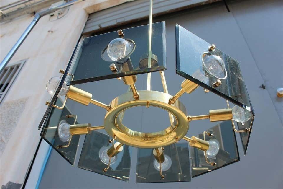 Round Gino Paroldo Midcentury Italian Chandelier Fontana Arte Style 1950s Brass photo 4004.0