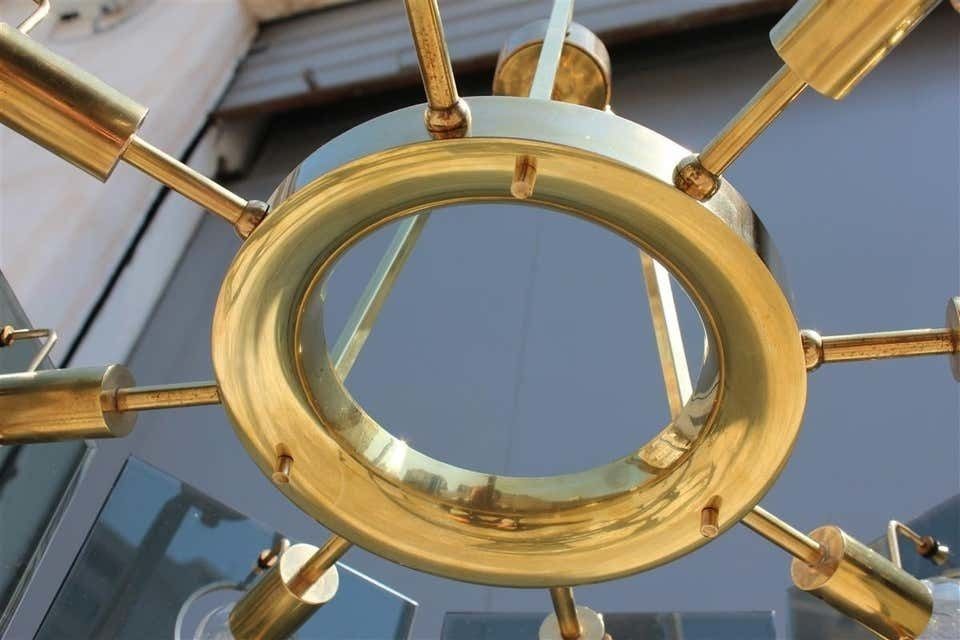 photo for sale Round Gino Paroldo Midcentury Italian Chandelier Fontana Arte Style 1950s Brass