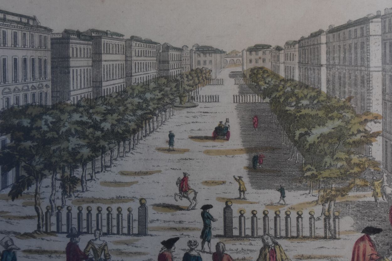 View Of The Cours De Marseille Antique Engraving, Xi Xth Century photo for sale