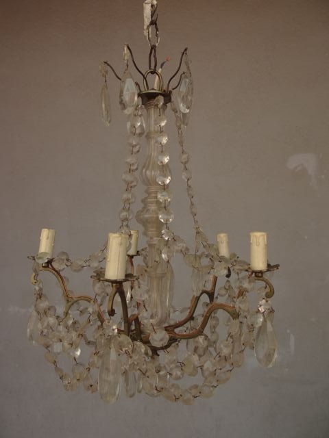 Chandelier With Tassels And Garlands, 6 Lights Circa 1900 photo vinterior