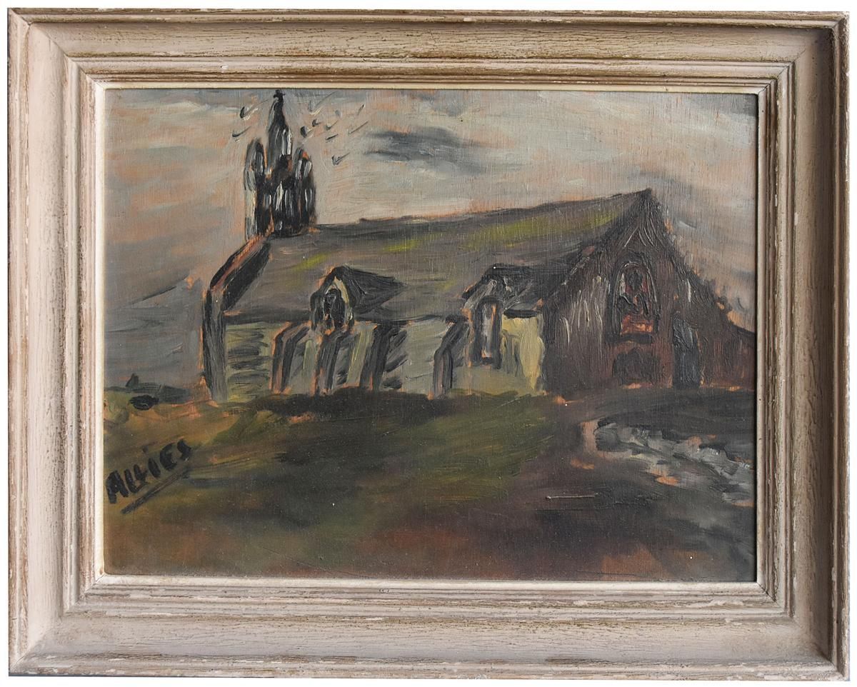 Church Greyness Landscape By Jp Alliès Wooden Frame