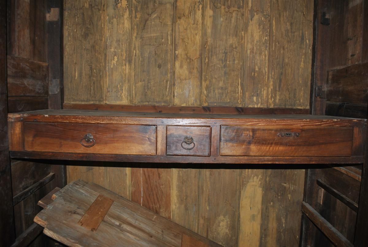 Furniture 18th Century Walnut Castle Wardrobe photo