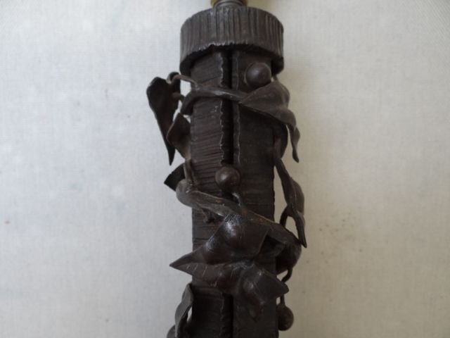 Art Nouveau Wrought Iron Lamp Base With Ivy photo Lighting