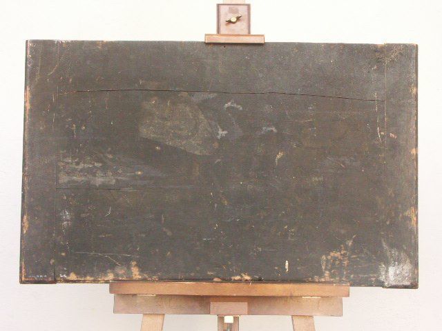 photo furniture Boat In Marine Storm In Oil On Panel By Julien (81,5x51)