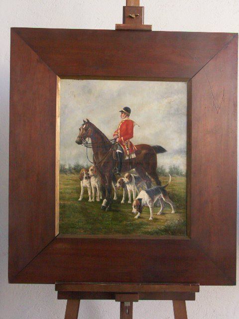 Oil On Canvas Equestrian Theme Xi Xth Unsigned