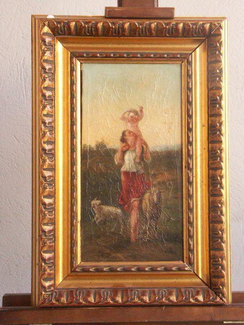 Oil On Canvas Unsigned Woman And Child In The Countryside