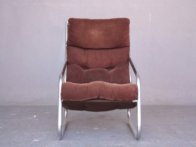 Armchair Tubular Structure Stainless Steel And Velvet photo for sale