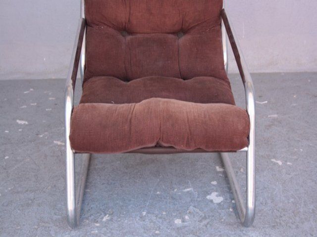 photo furniture Armchair Tubular Structure Stainless Steel And Velvet