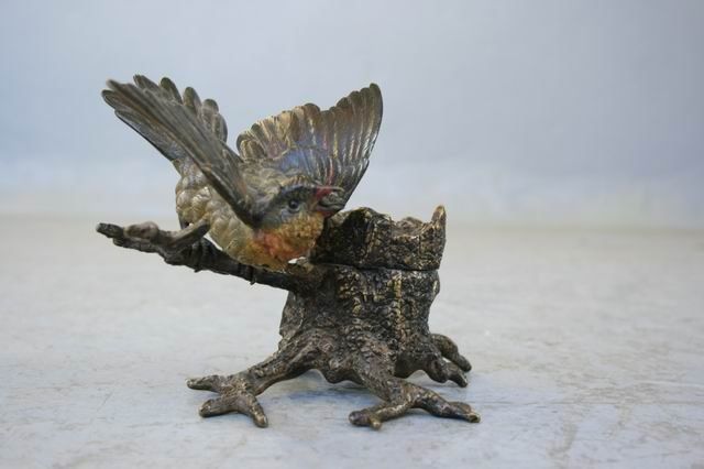 Vienna Bronze Xi Xth Bird Inkwell photo furniture