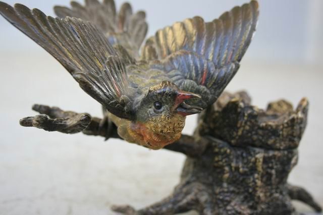 Vienna Bronze Xi Xth Bird Inkwell photo vintage
