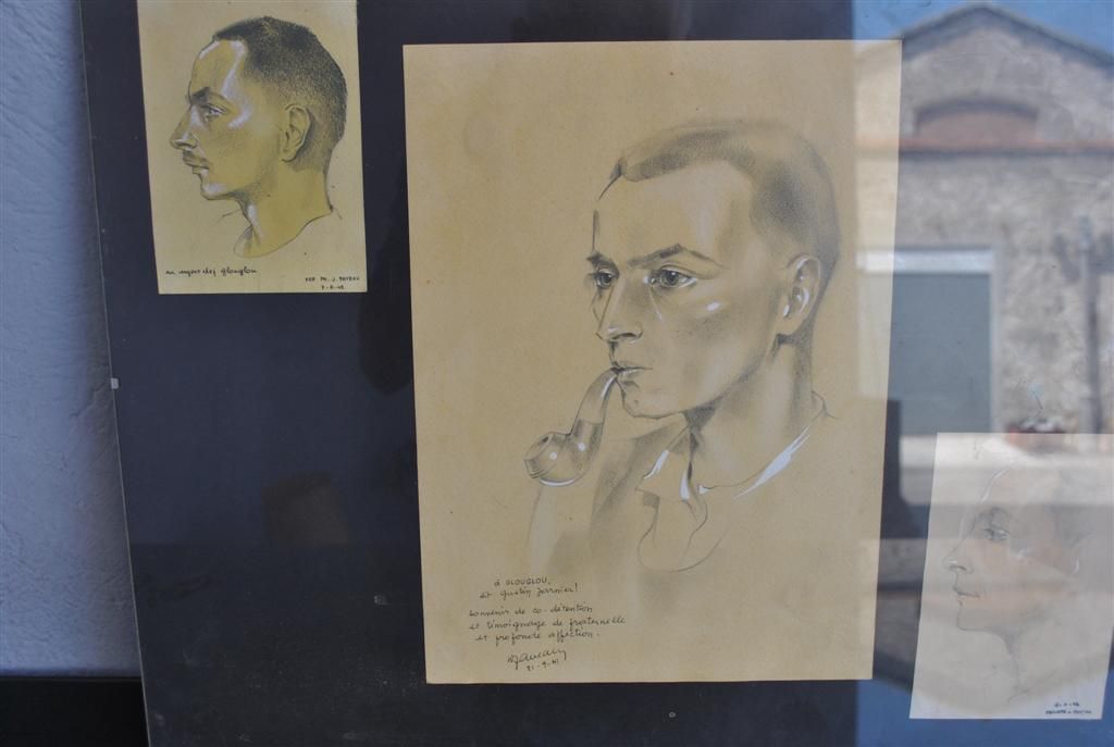 Drawing Of Wwii Prisoner In Charcoal Portrait Signed Paveau photo 384.0