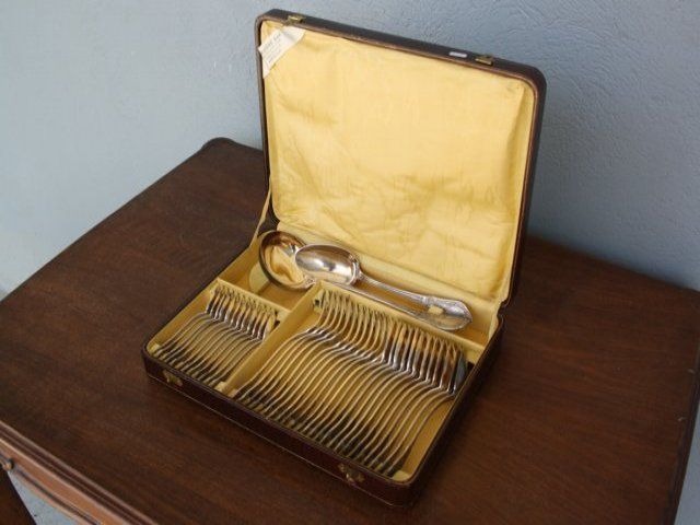 Complete Silver Metal Flatware 38 Pieces photo furniture