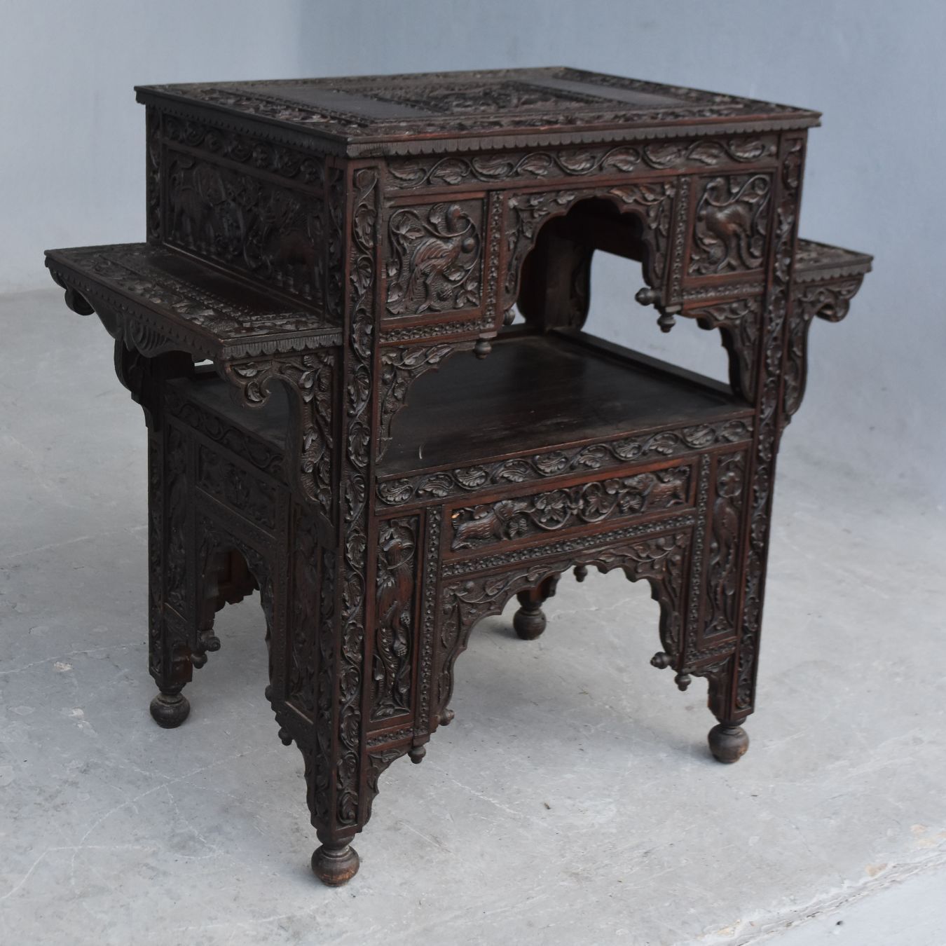 Tea Table End Of Indian Rosewood Sofa Carved Xi Xth 2 photo furniture