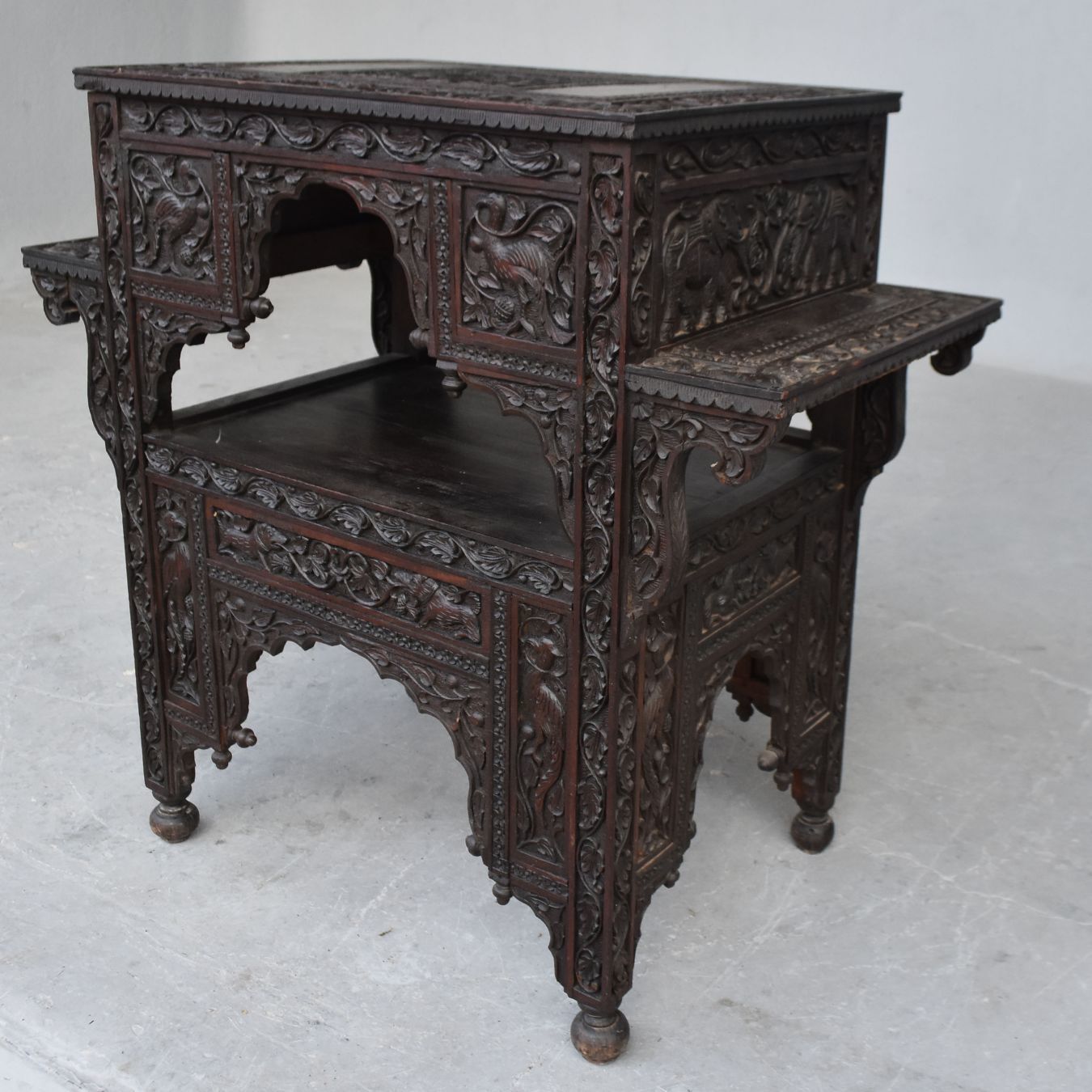 Tea Table End Of Indian Rosewood Sofa Carved Xi Xth 2 photo vintage