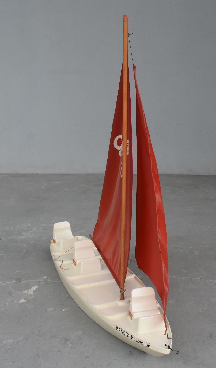 Scale Model Of Sailing Boat With Graetz Radio Brand Advertising Trophy photo Home Decor