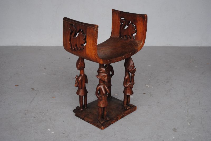Chair Curule Tribal Exotic Wood Chief Of Benin Tribe photo for sale