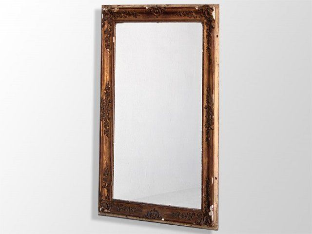 Restoration Mirror Golden Stucco Rectangle