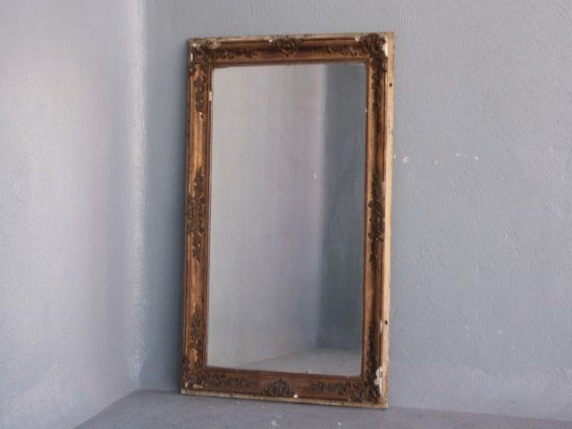 Restoration Mirror Golden Stucco Rectangle photo Home Decor