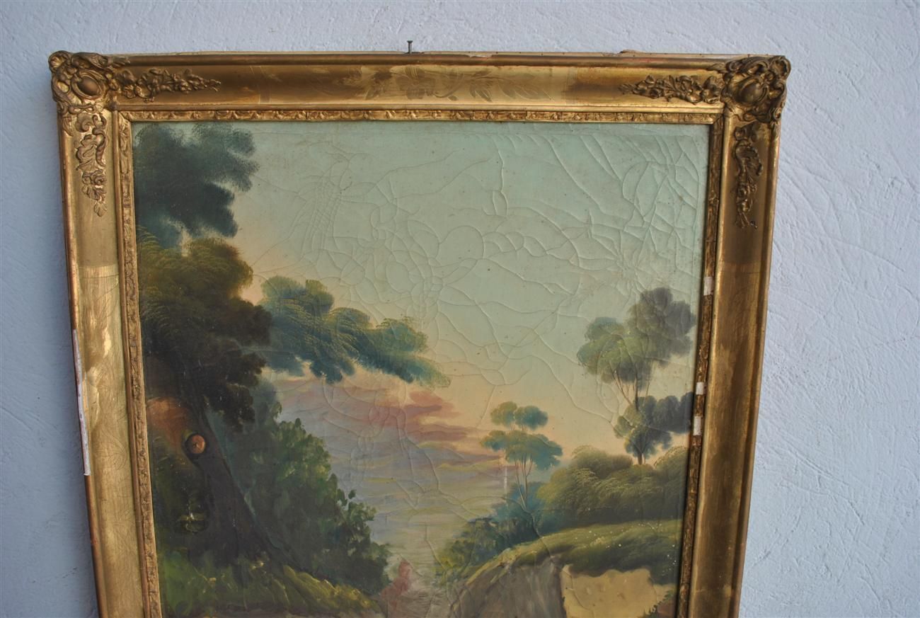 Trumeau, Xi Xth Century XVI Ith Painting With Landscape Decoration photo furniture