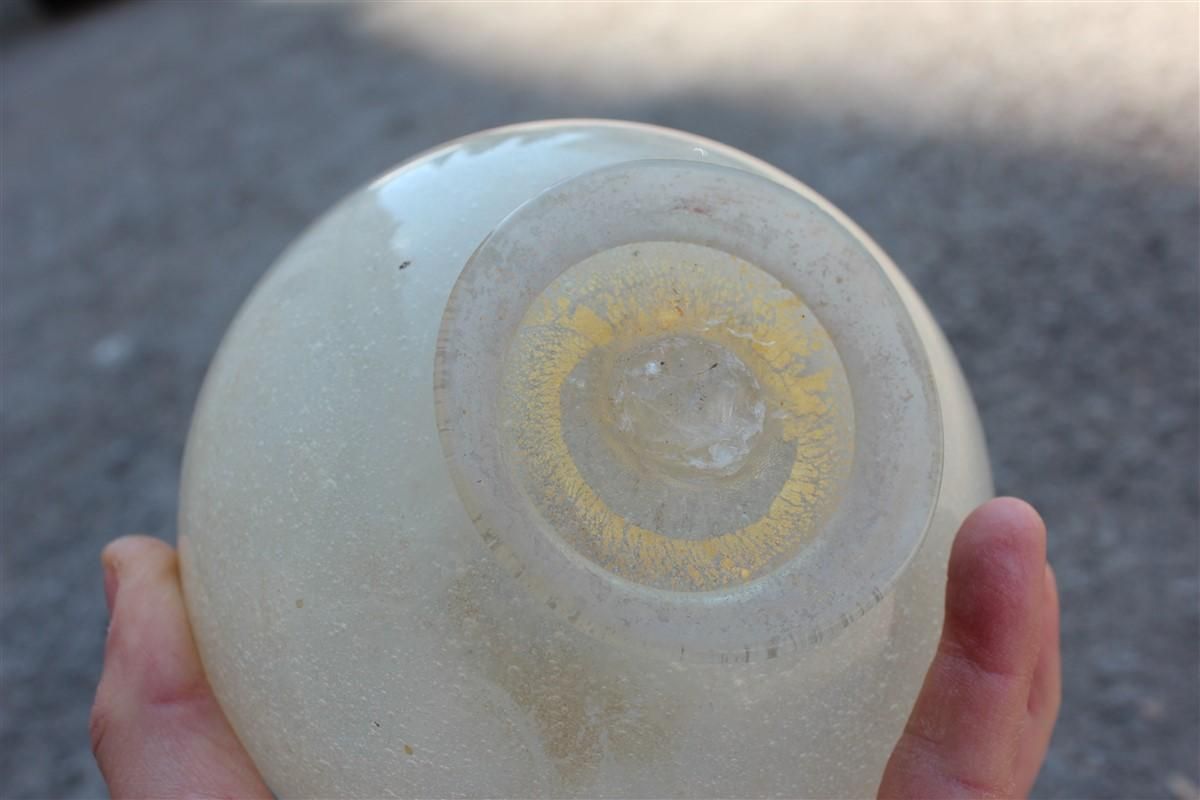 White Pulegoso Murano Glass Vase 1950s Seguso Italian Design photo vintage