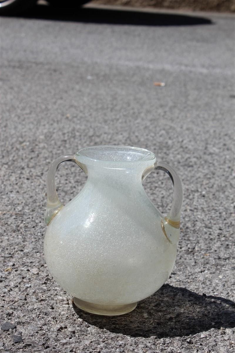 photo furniture White Pulegoso Murano Glass Vase 1950s Seguso Italian Design